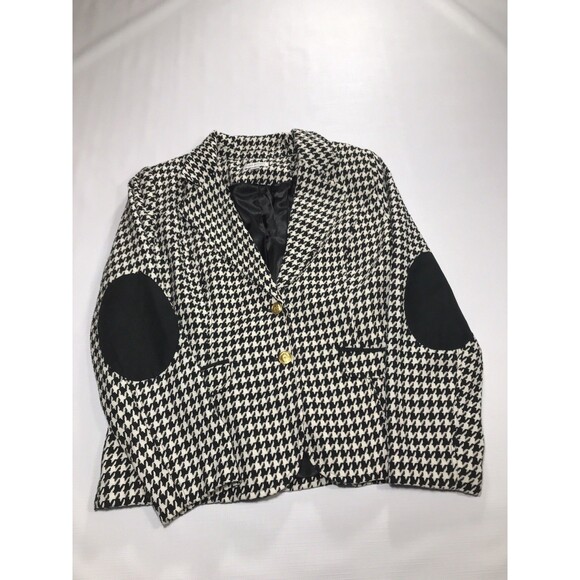 Joan Rivers Jackets & Blazers - Joan Rivers Women’s Vintage Black Herringbone, Elbow Patch Blazer Size 10